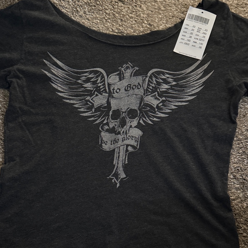 Brandy Melville Gray Graphic Tee
